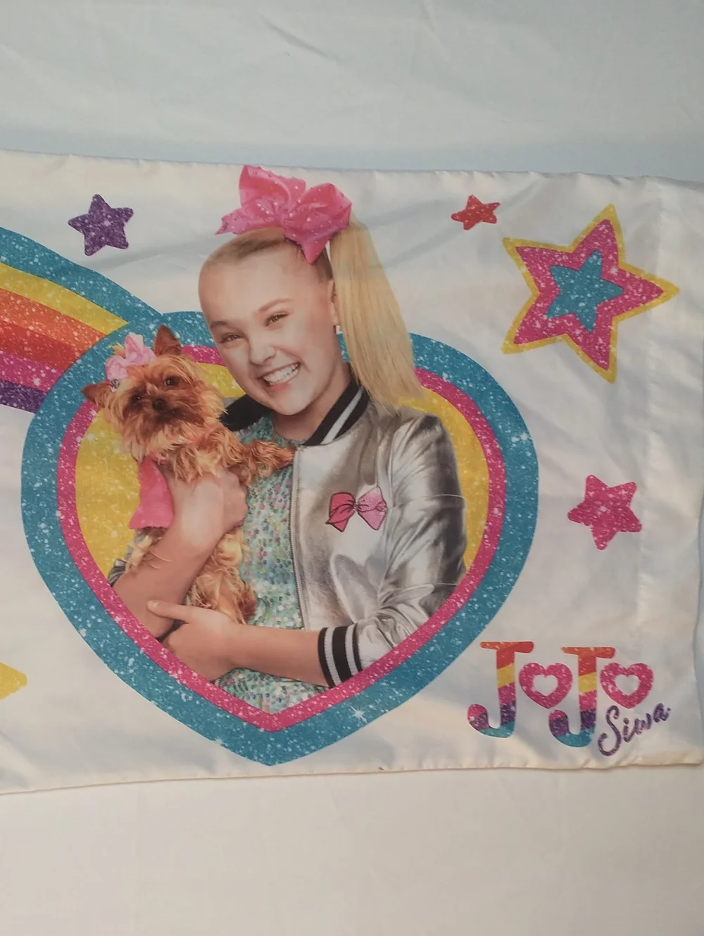 JoJo Siwa Pink Teal Rainbow Star Pillowcase